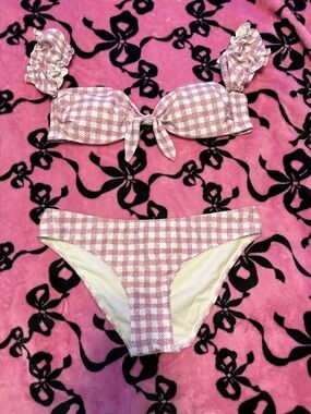Purple and White Gingham Bikini Set